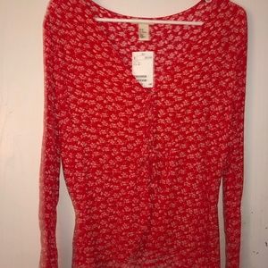 Red Tie Front Blouse
